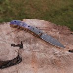 Handmade Damascus Liner Lock Folding Knife // 2681