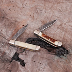 Damascus Mini Trapper Knife Set(02 Pieces Set)