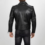 Multi-Detailed Leather Jacket // Black + Gold (M)