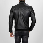 Asymmetrical Zip-Up Leather Jacket // Black (M)