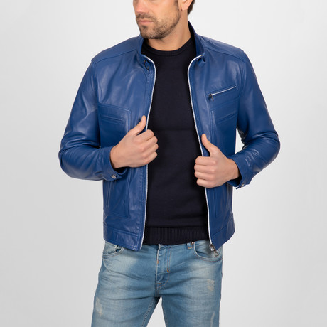 Classic Leather Jacket // Light Blue (2XL)