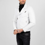 Asymmetrical Zip-Up Leather Jacket // White (M)