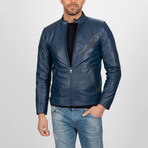 Classic Leather Jacket // Dark Blue (L)