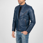 Classic Leather Jacket // Dark Blue (L)