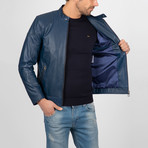 Classic Leather Jacket // Dark Blue (M)