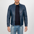 Classic Leather Jacket // Dark Blue (S)