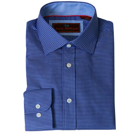 Woven Button Down Shirt // Blue + Navy (XS)