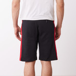 Bold Stripe Sweatshorts // Black + Red Stripe (M)