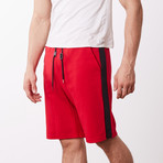 Bold Stripe Sweatshorts // Red + Black Stripe (2XL)