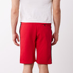 Bold Stripe Sweatshorts // Red + Black Stripe (2XL)