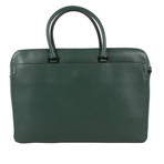 Valentino // Pebbled Leather Double Handle Briefcase Bag // Green