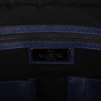 Valentino // Pebbled Leather Double Handle Briefcase Bag // Navy Blue
