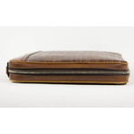 Brioni // Braided Leather Portfolio Attache Briefcase Bag // Brown