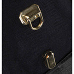 Brioni // Herringbone Cashmere/Leather Bradley Duffel Bag // Navy Blue
