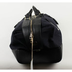 Brioni // Herringbone Cashmere/Leather Bradley Duffel Bag // Navy Blue
