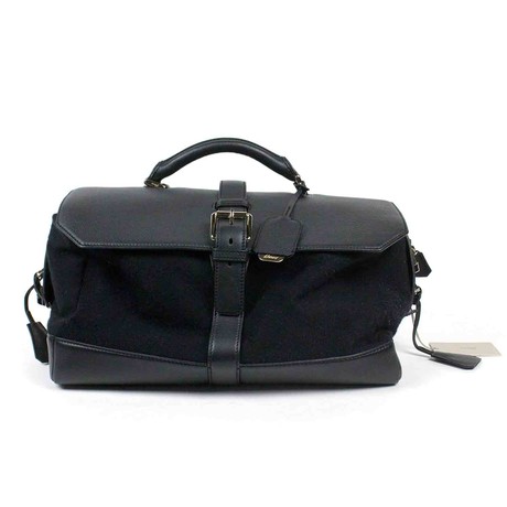 Brioni // Victor Leather Cashmere Shoulder Carry-On Bag // Black