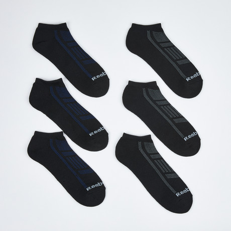 Zachary Low Cut Socks // 6-Pack // Black + Blue