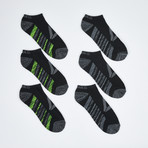 Logan Low Cut Socks // 6-Pack // Black + Green