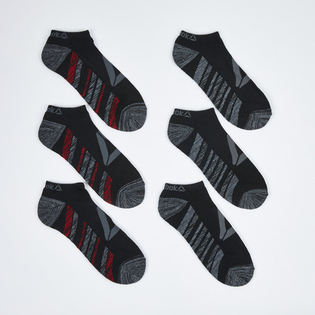 Rory Low Cut Socks // 6-Pack // Black + Red