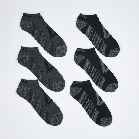 Amado Low Cut Socks // 6-Pack // Black + Gray