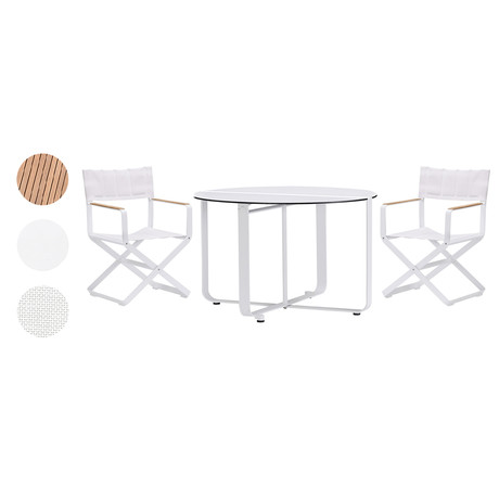 Highrise Director's Cut // 3 Piece Folding Dining Set (White + White)