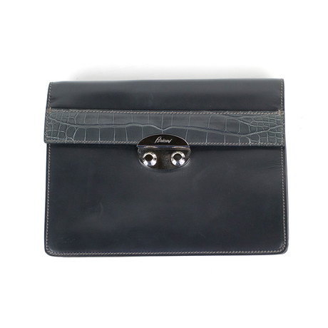 Brioni // Crocodile Leather Mini Briefcase Bag // Smoke Gray