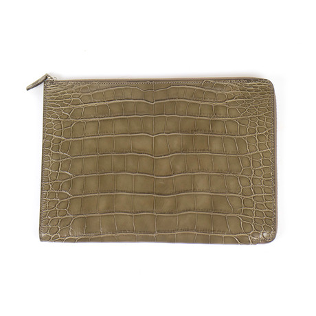 Brioni // Crocodile Leather Portfolio Bag // Brown