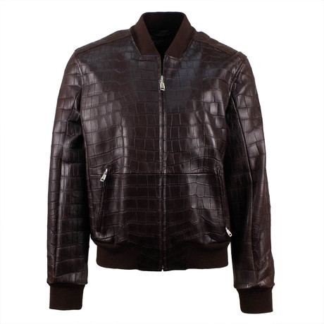 Brioni // Crocodile Leather + Mink Fur Bomber Jacket // Brown (Euro: 40)