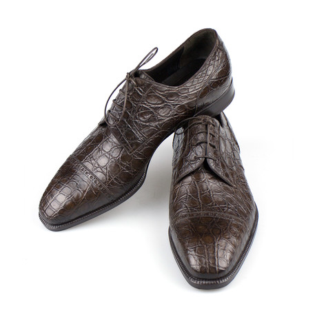 Brioni // Crocodile Leather Derby Dress Shoes // Brown (US: 7.5)