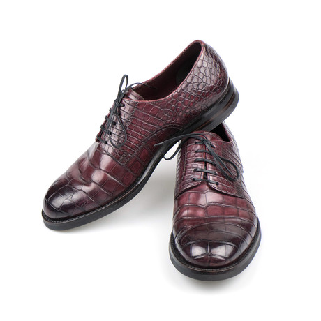 Brioni // Crocodile Leather Oxfords Shoes // Burgundy Purple (US: 7.5)