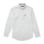Long Sleeve Diamond Geo Print Shirt // White (XL)
