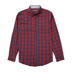 Long Sleeve Ombre Plaid Shirt // Wine (L)