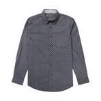 Long Sleeve Checkered Print Shirt // Black (L)
