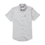 Short Sleeve Horizontal Stripe Shirt // Light Ash (XL)