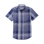 Short Sleeve Exploded Check Shirt // Blue (L)