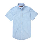 Short Sleeve Geo Maze Print Shirt // Blue (S)