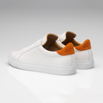 Leather Suede Sneaker // White + Orange (UK: 8)