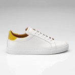 Leather Suede Sneaker // White + Yellow (UK: 7)