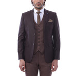 Benny 3 Piece Slim Fit Suit // Brown (Euro: 48)