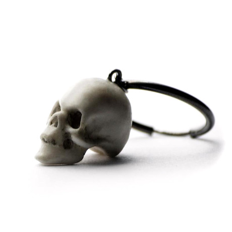 Skull Earring // White + Silver