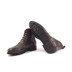 Military Boot // Dark Brown Painted Calf + Herringbone (Euro: 47)