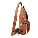 Cross Zipper Waist Bag // Brown
