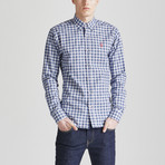 Slim Fit Check Shirt // Blue + White (L)