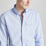 Chambray Slim Fit Contrast Placket Shirt // Sky Blue (M)