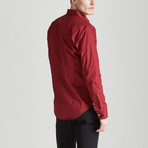 Slim Fit Contrast Placket Shirt // Red (XL)