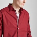 Slim Fit Contrast Placket Shirt // Red (S)
