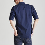 Slim Fit Contrast Placket Shirt // Navy (M)