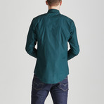 Slim Fit Contrast Placket Shirt // Emerald Green (L)