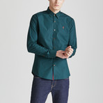 Slim Fit Contrast Placket Shirt // Emerald Green (L)