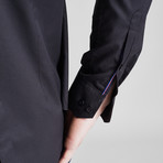 Slim Fit Contrast Placket Shirt // Black (XL)